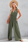 Green Pocketed Pleated Wide Leg Jumpsuit | Available in 2 Colors