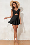 Black Cut Out Ruffle Crossed One Piece Swim Dress | Available in 2 Colors