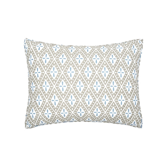 Beige and Blue Geometric Pillow Sham 26 x 20" -Special Order Only