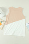 Apricot Crew Neck Colorblock Tank Top