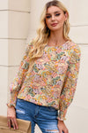 Multicolor Floral Print Smocked Cuffs Long Sleeve Blouse | Available in 2 Patterns