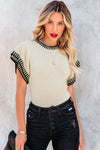 Beige Batwing Sleeve Knitted T Shirt | Available in 2 Colors