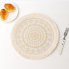 Round Nordic Style Fringed Cotton Placemat