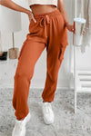 Orange Drawstring Cargo Pockets Jogger Pants