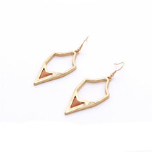  Geometric Stone Pendant Earrings in Gold Plating