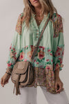 Green Floral Patchwork Blouse