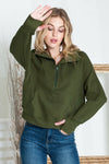 Brown Zip Up Stand Collar Thumbhole Sleeve Sweatshirt | Available in 4 Colors