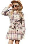 Pink Plaid Button Up Long Sleeve Belted Flannel Dress