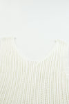 White Hollowed Knit V Neck Tank Top | Available in 2 Colors