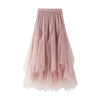 Skirt Autumn And Winter Women's Mid-length A- Line Skirt Tulle Tutu Skirt Long Skirt Mesh Irregular Pleated Skirt