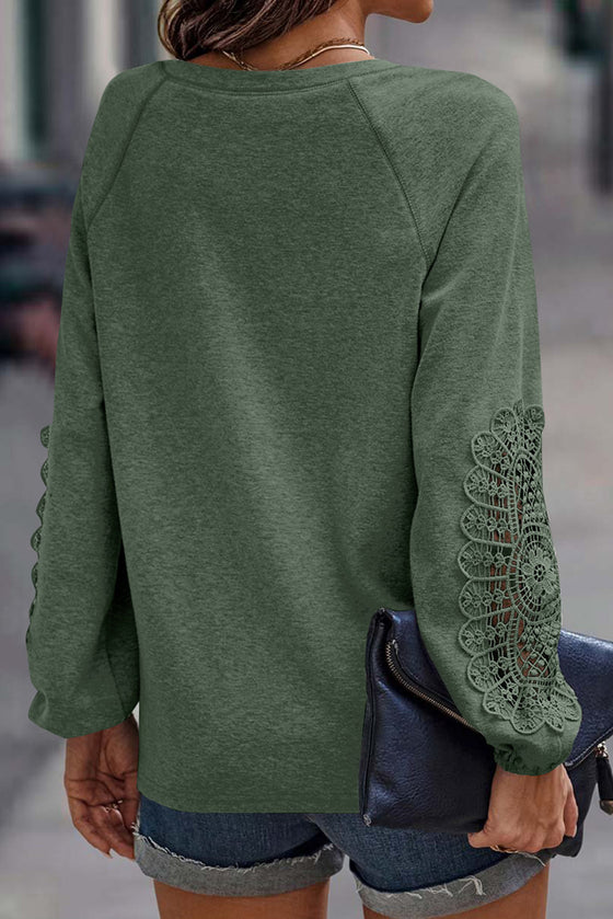 Gray V-Neck Embroidered Long Sleeve Top | Also Available in Green