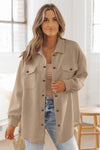 Beige Solid Textured Flap Pocket Buttoned Shacket | Available in 4 Colors