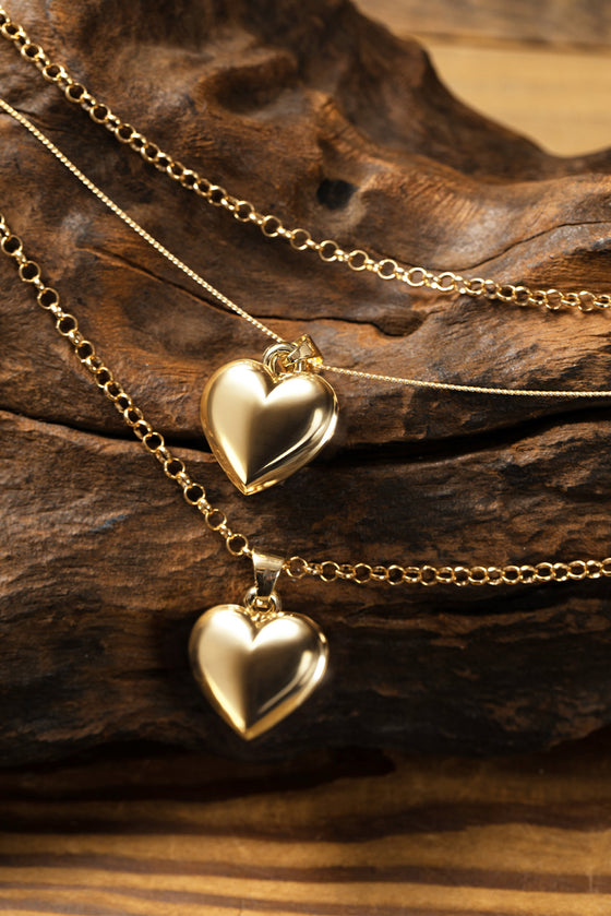 Gold Valentine Multi Layer Heart Shape Pendant Necklace