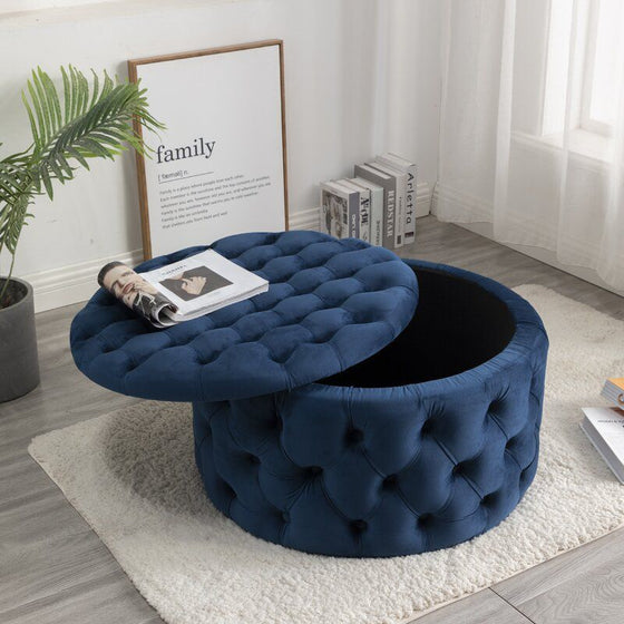 Tufted Velvet Storage Ottoman