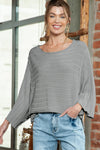 Apricot Solid Color Ribbed Knit 3/4 Sleeve Pullover Sweater | Available in 5 sizes