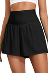 Black Pocketed High Waisted Swim Shorts