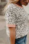 Cheetah Print with Jewel Neckline T-Shirt