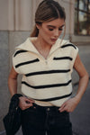 Brown Stripe Zipped Top | Also Available in White