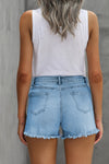 Light Blue Distressed Ripped Pockets Denim Shorts