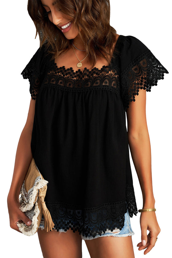 Green Lace Trim Top | Available in 2 Colors