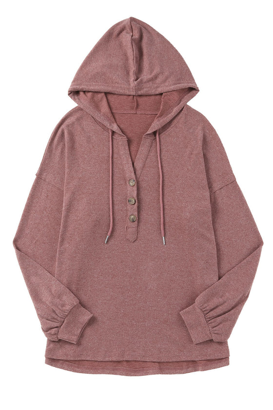 White Button Front Pullover Hooded Sweatshirt