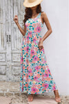 Multicolor Floral Printed Round Neck Sleeveless Maxi Dress