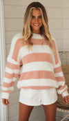 Stripe Pattern-Blocked Pull-over Sweater | Available in Other Colors