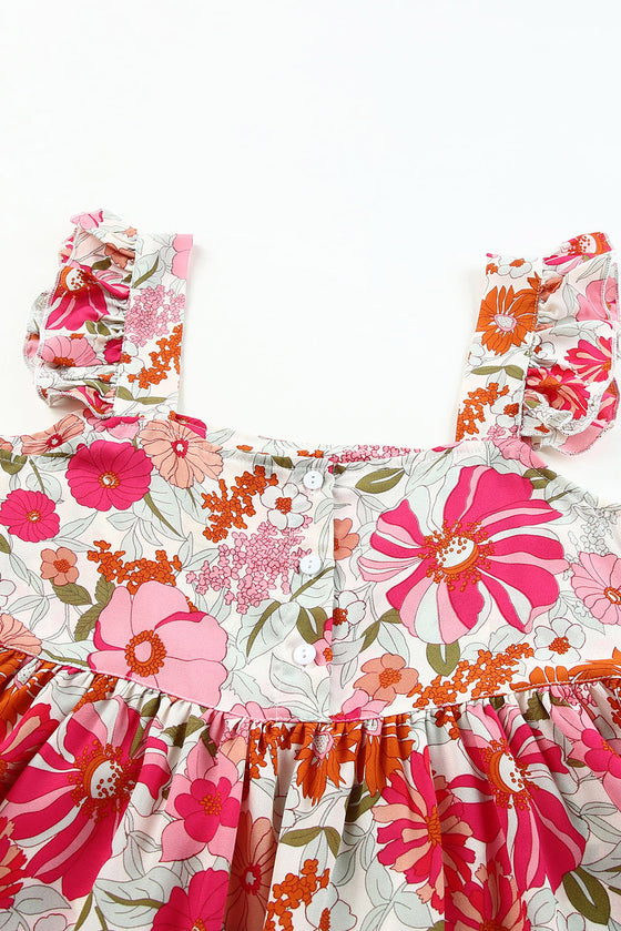 Floral Print Flowy Sleeveless Shirt