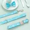 Blue Floral-Patterned Bowtie, Dog Collar, and Leash Set | Available in 5 Sizes