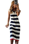 Striped Cap Sleeve Midi Dress