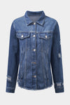 Black Casual Distressed Raw Hem Buttons Denim Jacket | Available in 3 Colors