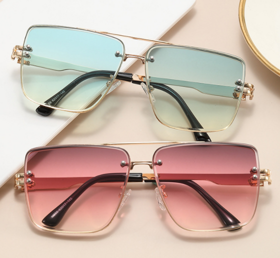 Women's Squared Sunglasses with Gold Frame