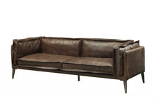  95" Chocolate Top Grain Leather Sofa in Dark Brown