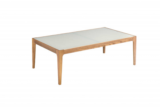 43" White and Natural Glass Coffee Table