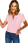 Pink Collared & Puff Sleeve T-Shirt