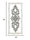 Distressed Scroll Panel Metal White Wood Framed Wall Art