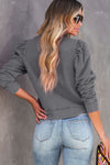 Pink Vintage Washed Puff Sleeve Sweatshirt | Also Available in Green