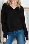 Brown Zip Up Stand Collar Thumbhole Sleeve Sweatshirt | Available in 4 Colors