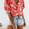 Floral Short Sleeve Chiffon Shirt Women