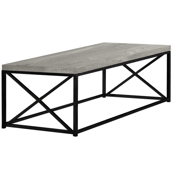 17" Reclaimed Wood Particle Board and Black Metal Coffee Table