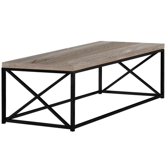 17" Reclaimed Wood Particle Board and Black Metal Coffee Table