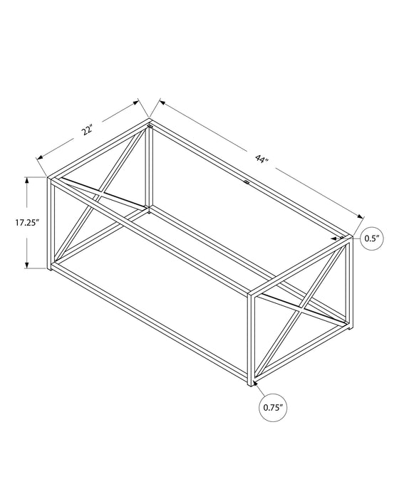 Chrome Metal and Clear Tempered Glass Coffee Table