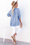 Loose Crinkle Button V Neck Henley Top | Available in 4 Colors