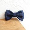 Luxury Navy Grid Patterned Dog Leash and Bowtie with Leash