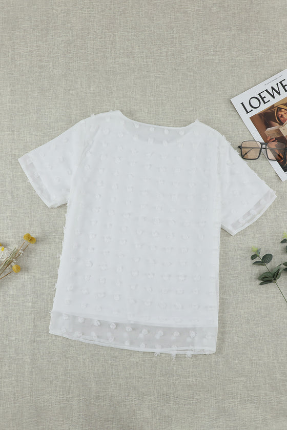 White Swiss Dot Summer Top