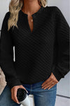 White Quilted V-Neck Solid Color Long Sleeve Top | Available in 4 Colors