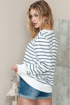 Striped Print Casual Long Sleeve Pullover Top | Available in 2 Colors