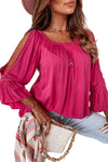 Red Lace Crochet Cut-Out Bracelet Sleeve Blouse | Also Available in Black