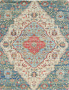 7'X12' Blue Red Hand-Woven Traditional Medallion Indoor Area Rug