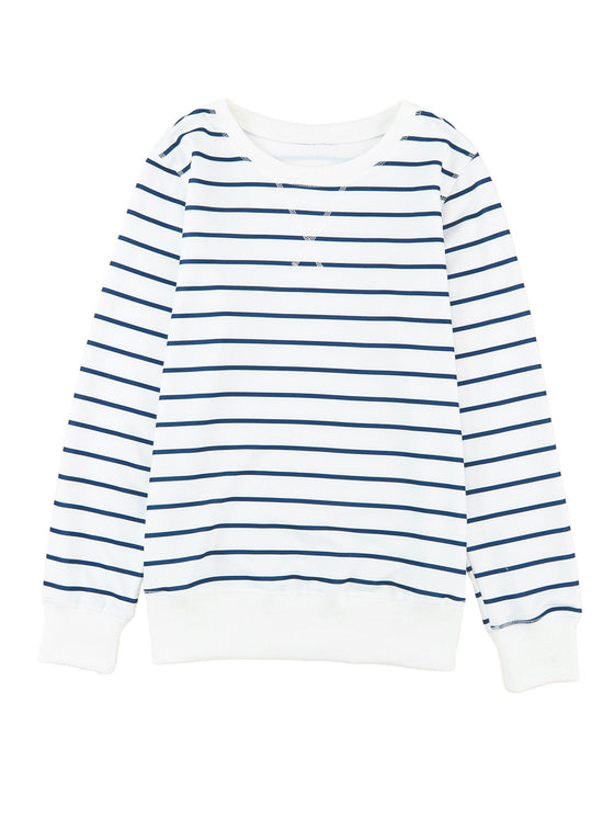 Striped Print Casual Long Sleeve Pullover Top | Available in 2 Colors